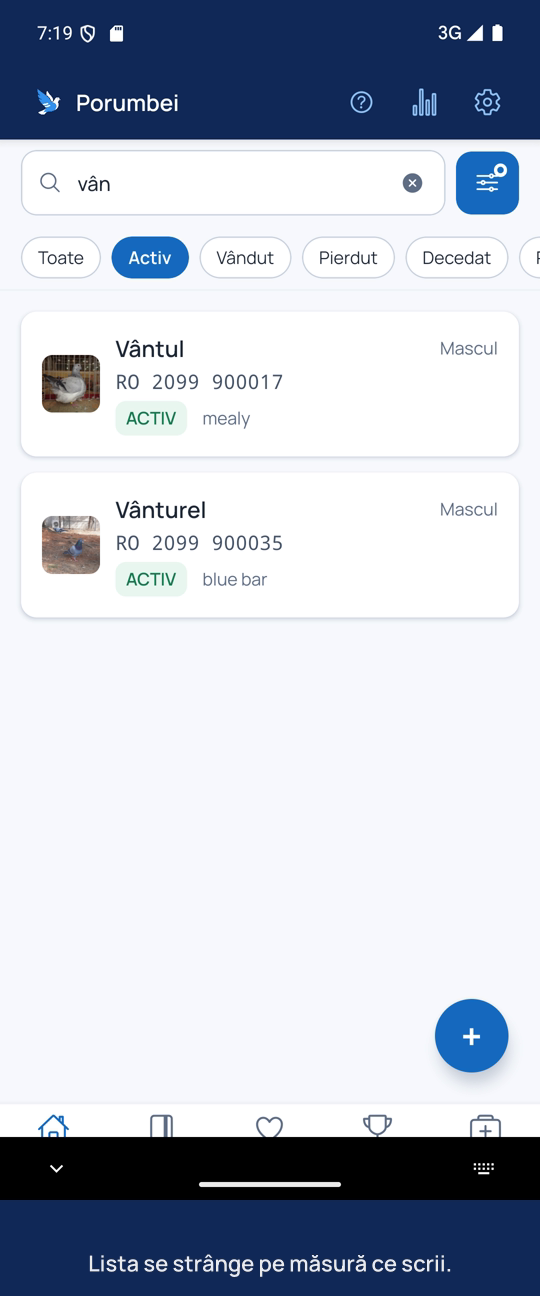 Lista se strânge pe măsură ce scrii.