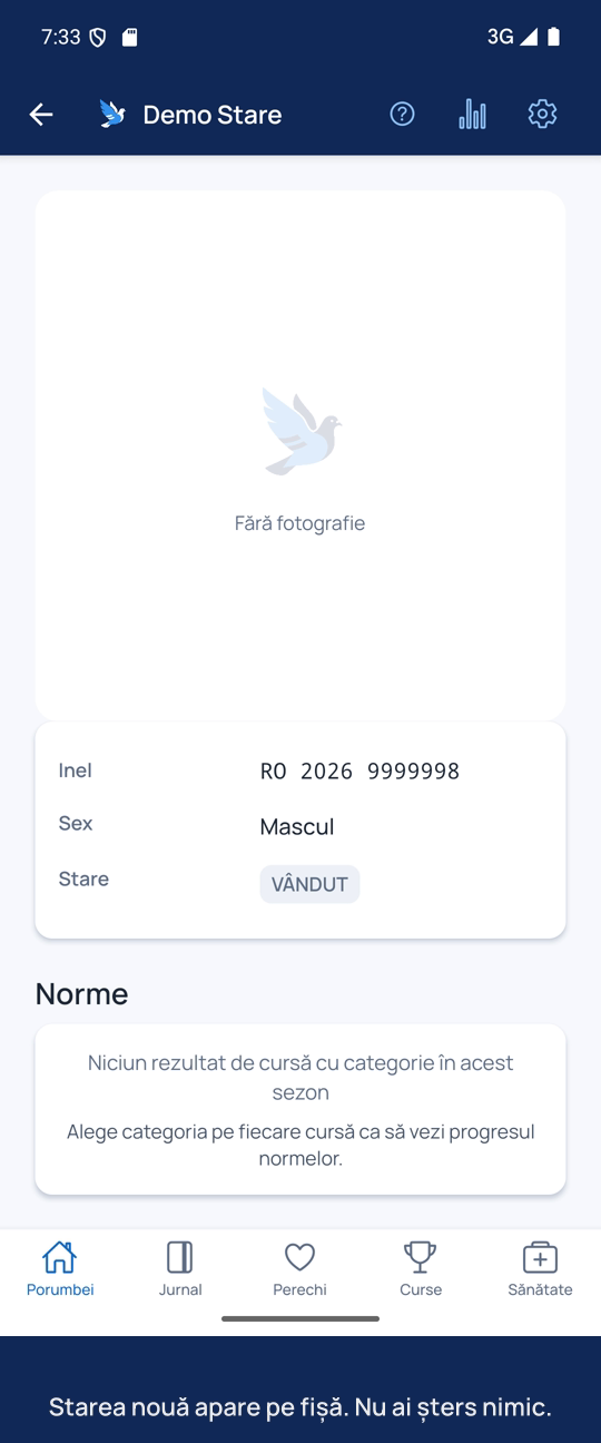 Starea nouă apare pe fișă. Nu ai șters nimic.